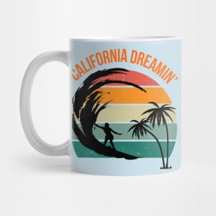 California Dreamin' Surf Shirt Vintage Inspired Casual Summer Top, Unique Gift for Beach Lovers, Surfers, Californians Mug